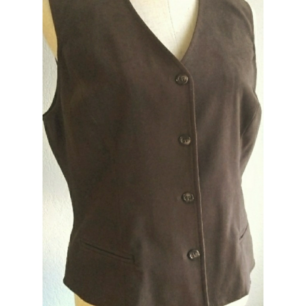 Talbots Brown collared vest stretch size L